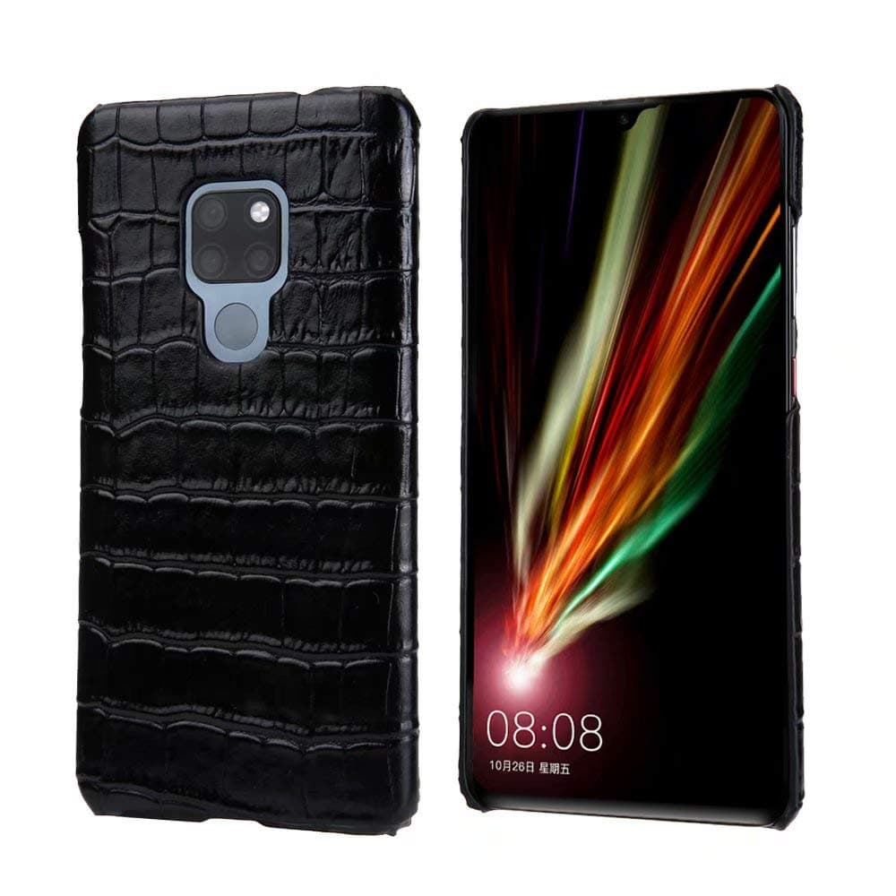 GeorgeBr- Huawei Mate 20 X Leather Case, Real Leather Case, Genuine Cowhide Leather Bumper Case Cover Thin & Slim Fit Snap on Back Cover for Huawei Mate 20 X (Color : Black)