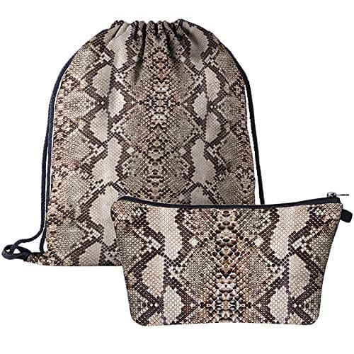 BABALI Drawstring Backpack 3D Print Backpack Travel Gym Bags (Snake Skin)