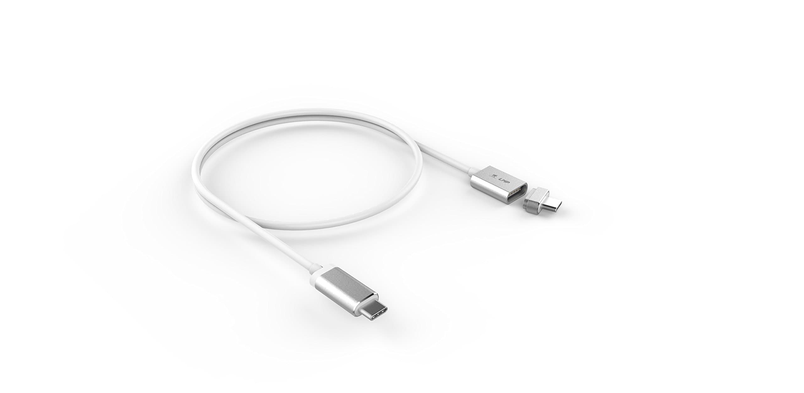 LMP Magnetic Safety USB-C charging cable for power adapter up to 100W, 1.8 m (Silver)