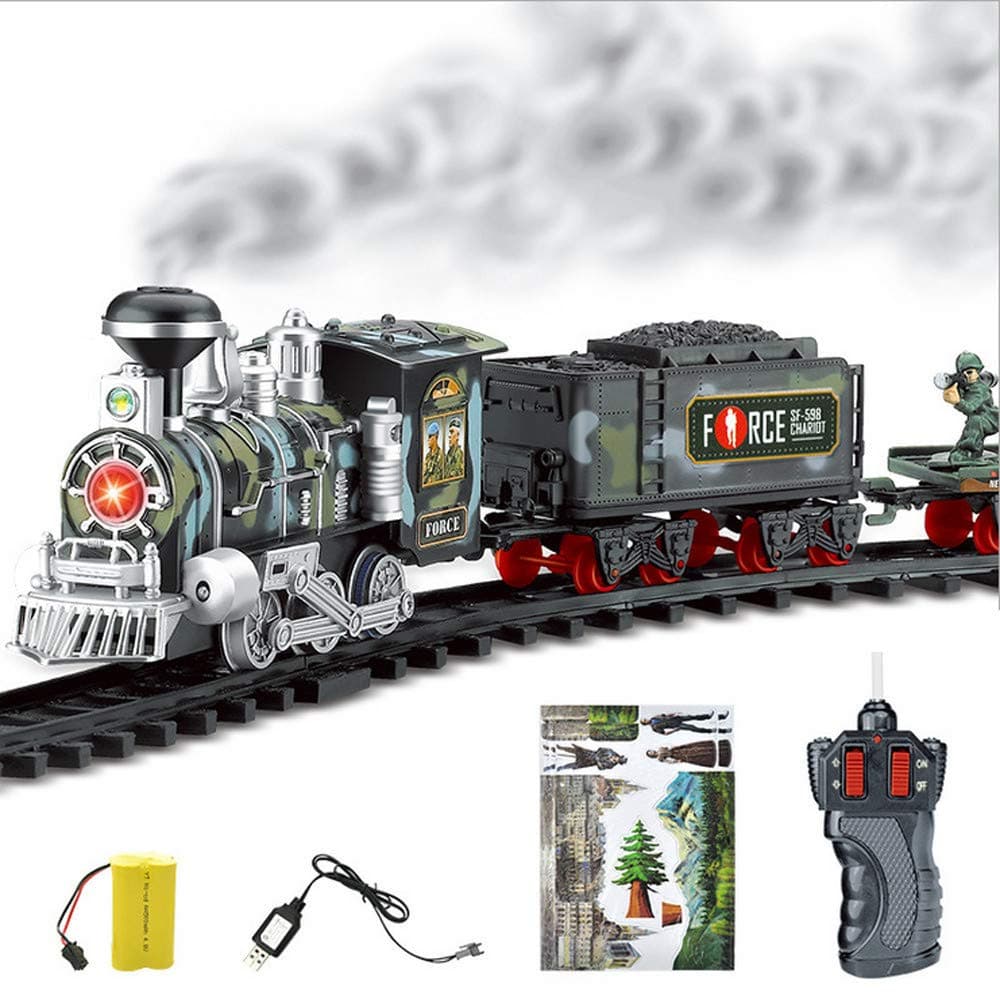 Train Christmas Electric Train Set with Full Circle Train Track, Locomotive, and Spinning Christmas Tree Toy - Train Sound