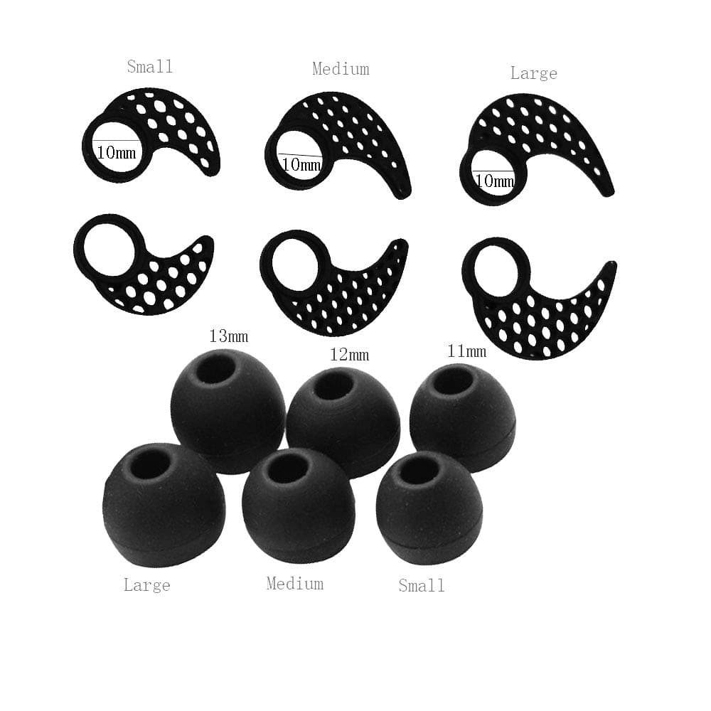 XiYu Replacement Silicone Earbuds Eartips Earhooks Ear Cushions For JayBird BlueBuds X X2 & X3 Bluetooth Sport Headset (Large + Medium + Small)