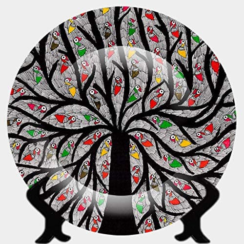 VMK Traders Rare Handcrafted 3D Ceramic Designer Plate with Stand | Decorative Plates for Home | Madhubani Plates