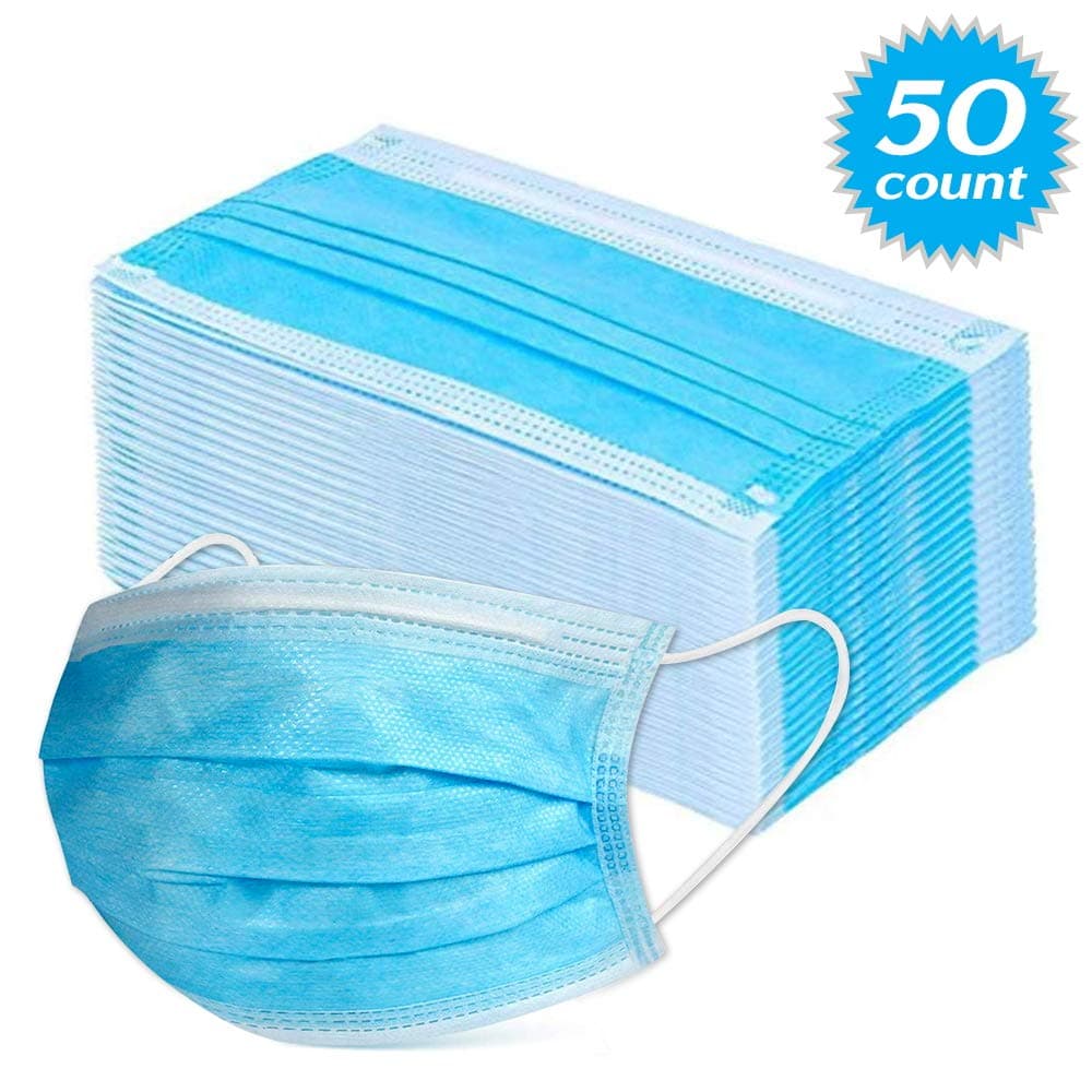 Blue 3-Ply Ear Loop Face Mask Anti Dust, Breathable, Disposable for Protecting & Daily Use - 50 Masks/Box