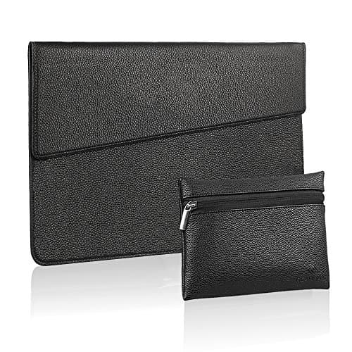 Gearmax 11.6 Inch Ultra-thin Waterproof PU Leather Protective Laptop Sleeve Case Handbag with Magnetic Seal & Accessory Pocket for 11.6-Inch Macbook Air / Laptops / Notebook (Executive Black)