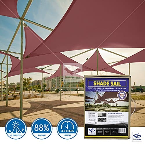 Triangle Sun Shade Sail with Mounting Hardware Kit (8-ft. x 8-ft. x 8-ft., Burgundy)