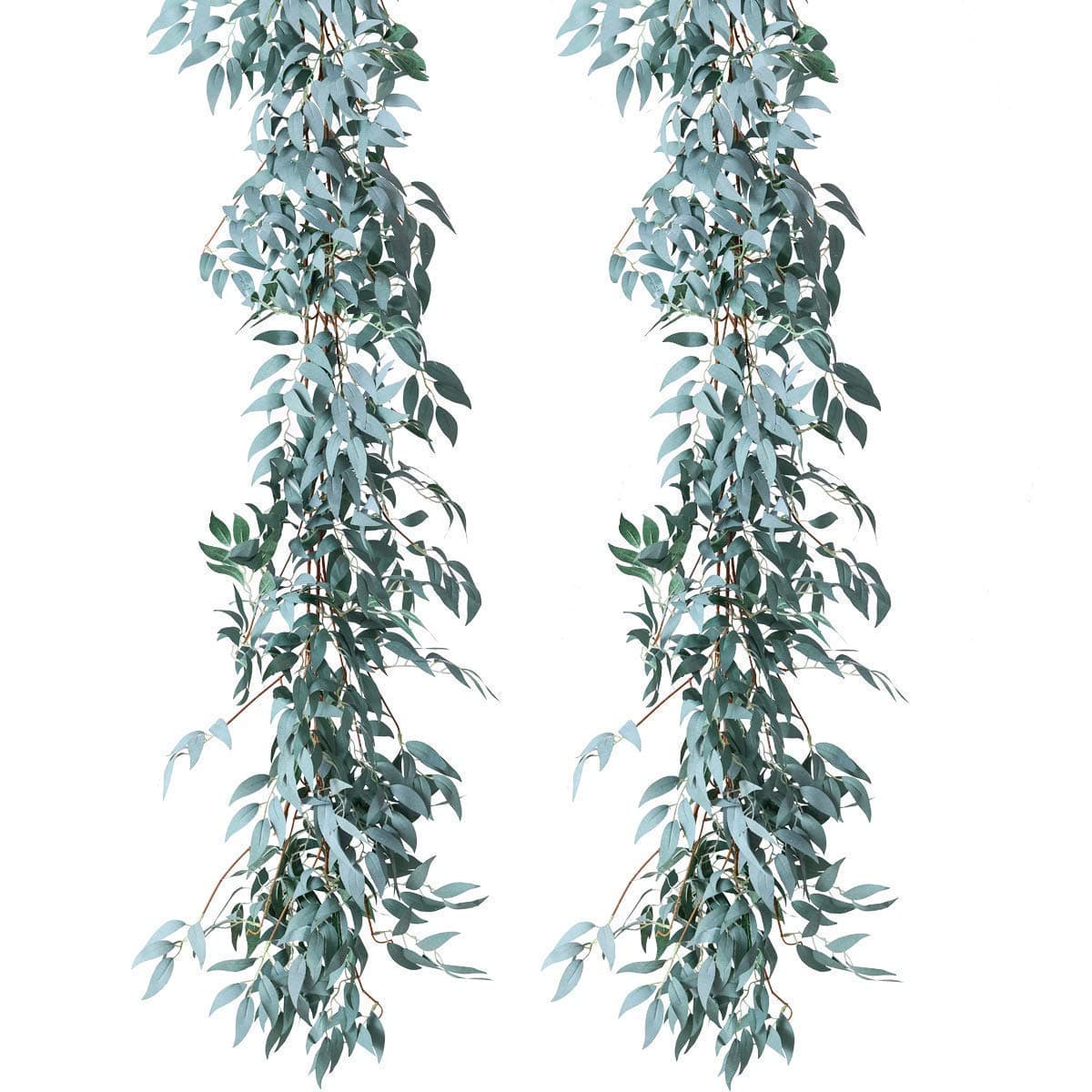 2 Pack Greenery Garland, Willow Greenery Garland, Artificial Willow Leaves Garland for Wedding Decor, Table, Party, Home Decor, Greenery Decor, Garlands Decor (Gray)
