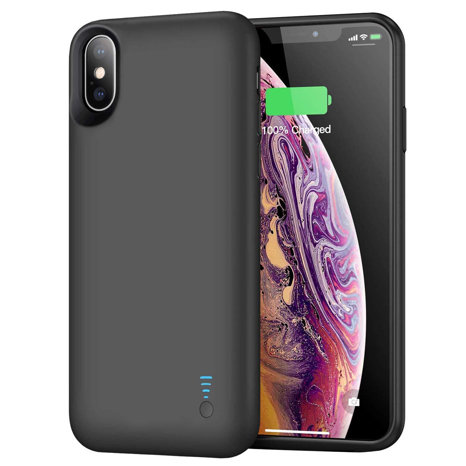 Battery Case for iPhone Xs MAX, 6000mAh Portable Protective Charging Case Extended Rechargeable Battery Pack for iPhone Xs MAX (6.5 inch) Charger Case-(Black)