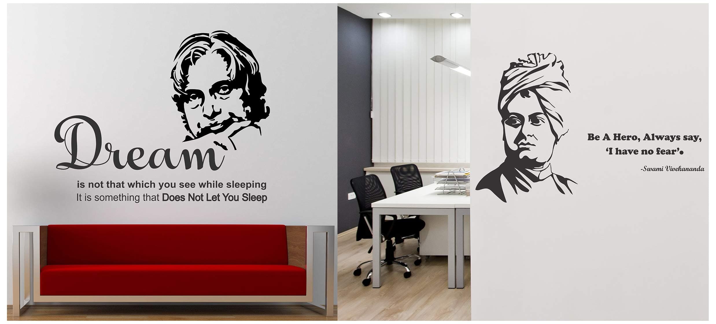 Wallstick 'D.R. A. P. J. Abdul Kalam' Wall Sticker (Vinyl, 49 cm x 4 cm x 4 cm) & 'Swami Vivekananda' Wall Sticker (Vinyl, 49 cm x 4 cm x 4 cm) Combo