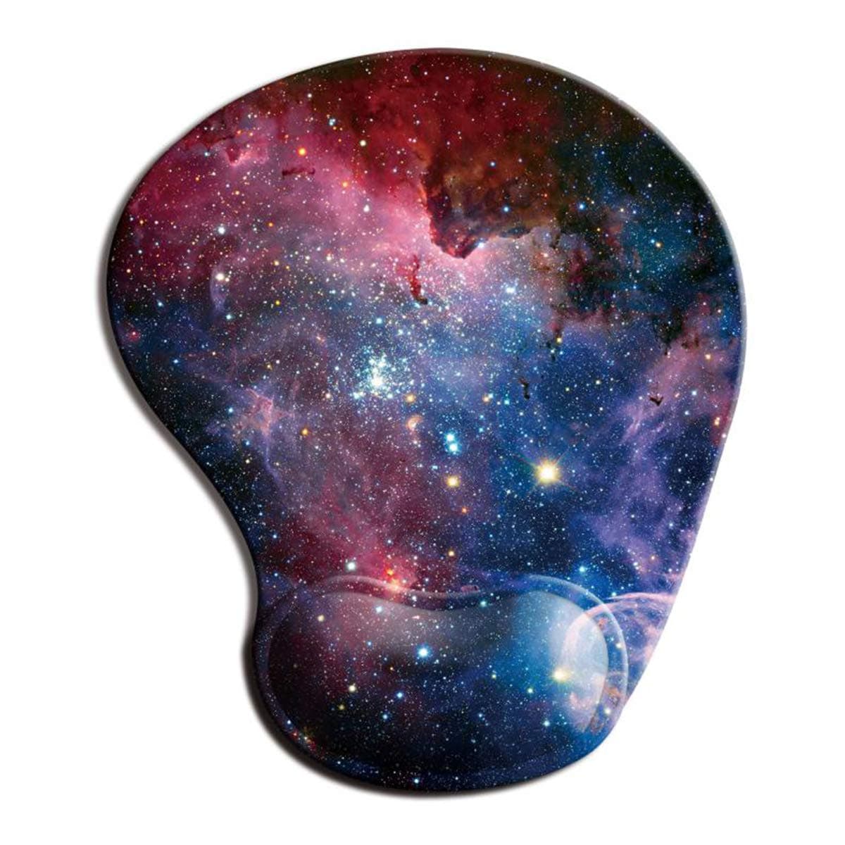 Dooke Ergonomic Mouse Pad with Wrist Support, Cute Mouse Pads with Non-Slip Rubber Base for Home Office Working Studying Easy Typing & Pain Relief Blue Red Nebula
