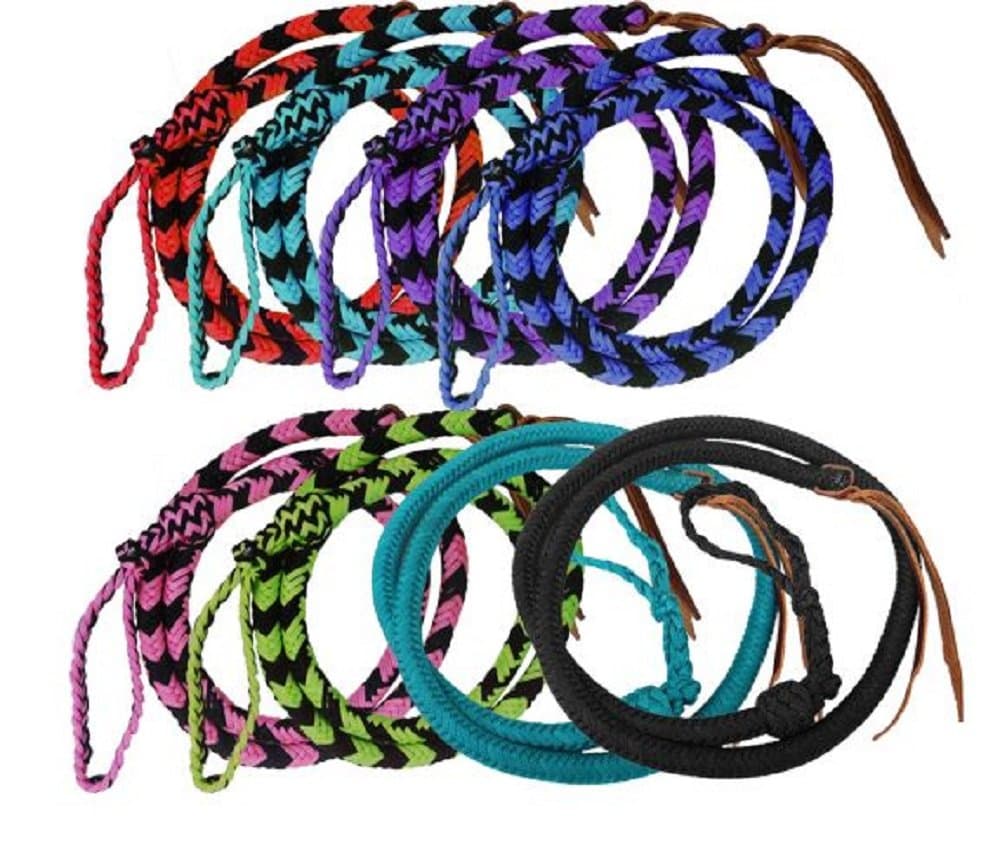 Showman ONE 4.5 Teal & Black Soft Durable Braided Nylon Over & Under Leather Poppers Adjustable