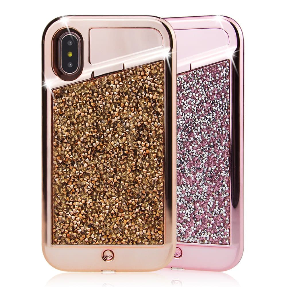 JIUMOON for iPhone Xs Case, iPhone X Case, Rhinestone & Diamond Phone Case,Fashion Phone Case,The Perfect Protective of Your Apple iPhone Xs Case,iPhone X Case (Pink)