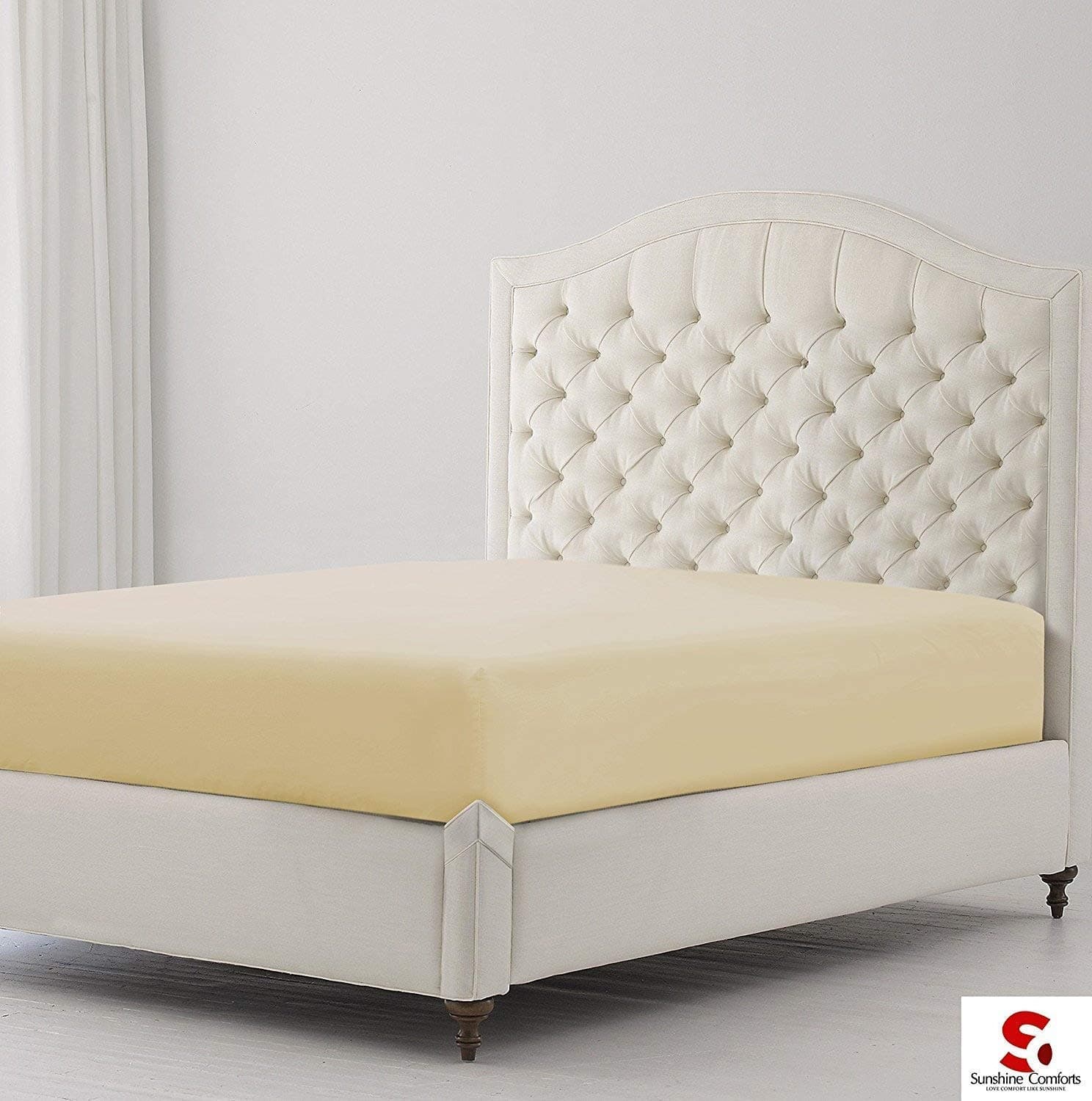 Sunshine Comfort® Percale Cotton Rich 180 Thread Count Non Iron 25cm Fitted Bed Sheets (Double, Mocha)