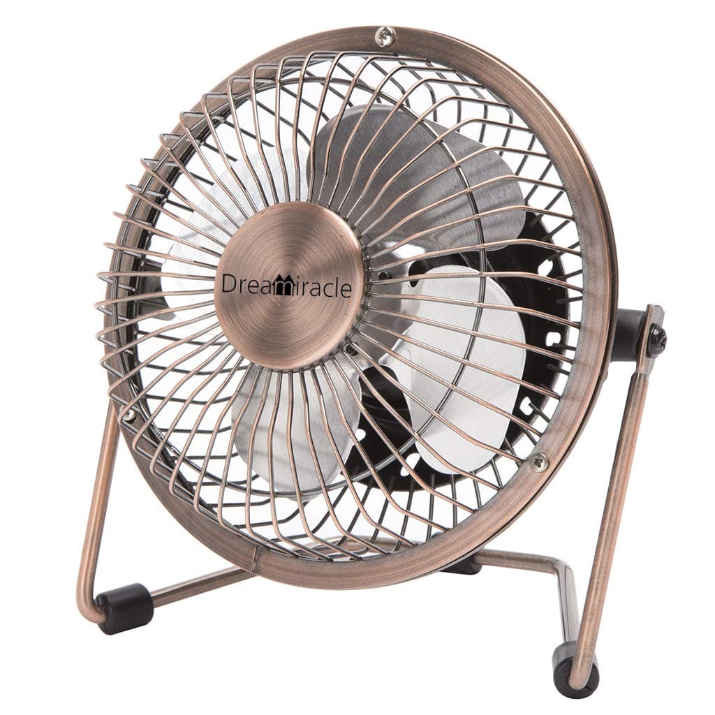 Dreamiracle Mini USB Desk Fan, Small Quiet Metal Desktop Table Personal Fan with 3.9 Feet USB Cable, Great for Office Room