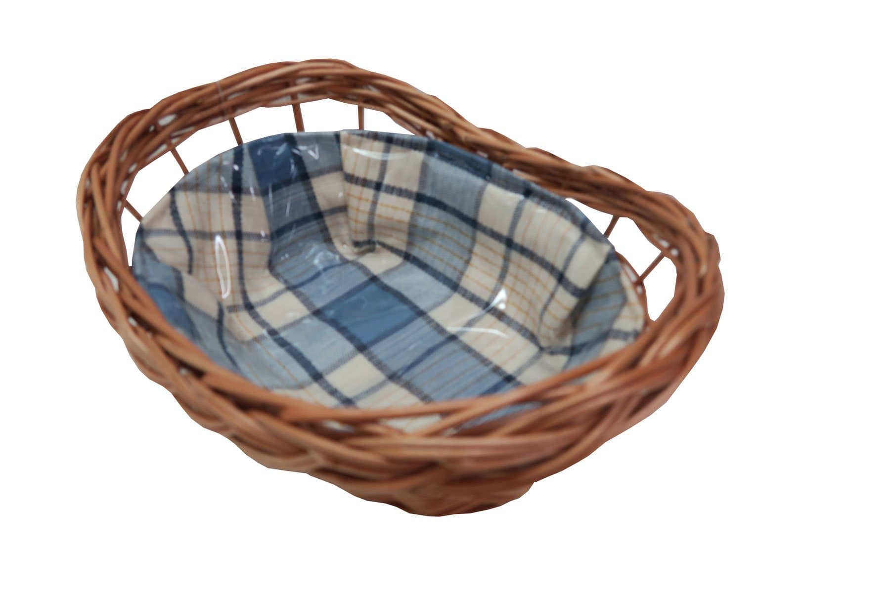 Bread Basket Willow Baskets in Cottage Style Blue/Beige Check 20 x 29 cm