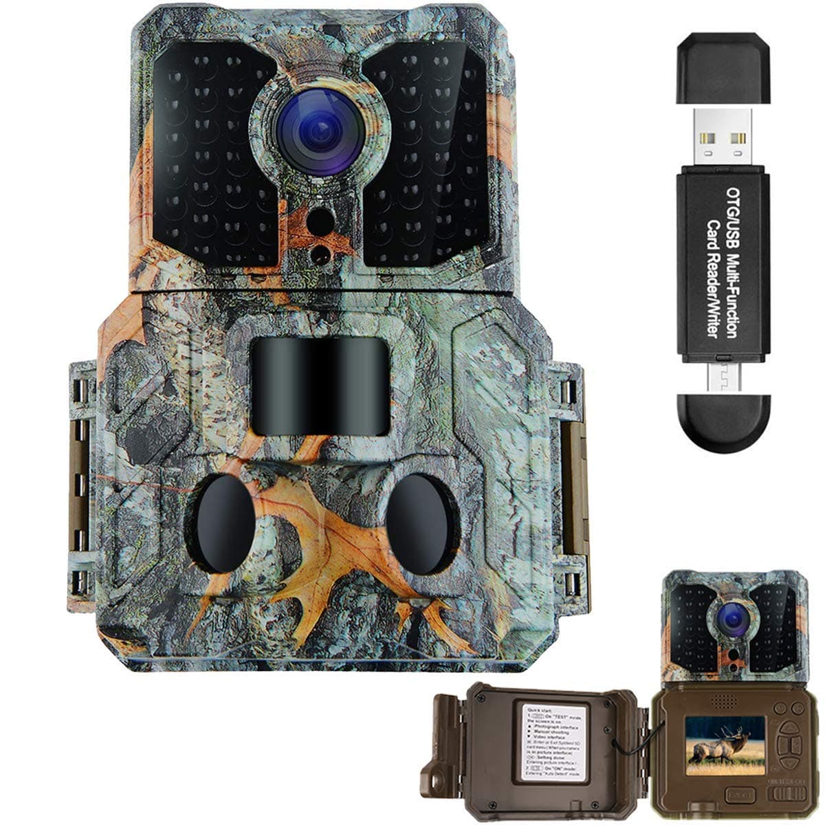 MACTREM Trail Camera with Night Vision Motion Activated 48pcs 850NM IR LEDs,1080P 16MP Wildlife Hunting Game Cam,3 Trigger Sensors 0.2s Trigger Speed 130°PIR Sensor Angle 2.0" LCD Display IP65