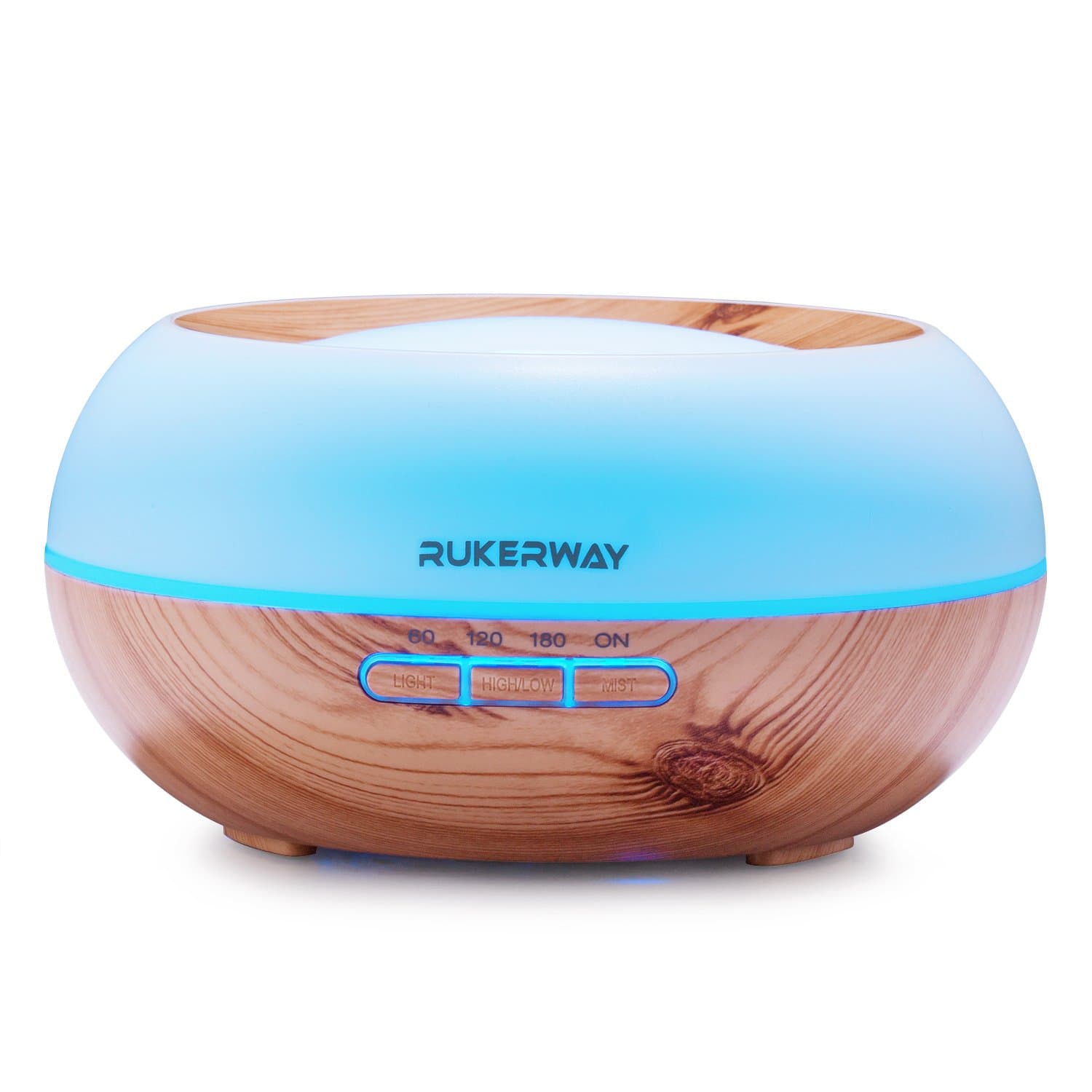 Rukerway 300ml Essential Oil Diffuser Ultrasonic Aromatherapy Air Purifier Adjustable Mist with Time Setting 7 Color Night light for Home Office and Spa (Wood Grain)