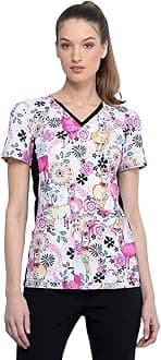 iFlex Women Scrubs Top V-Neck Knit Panel CK636