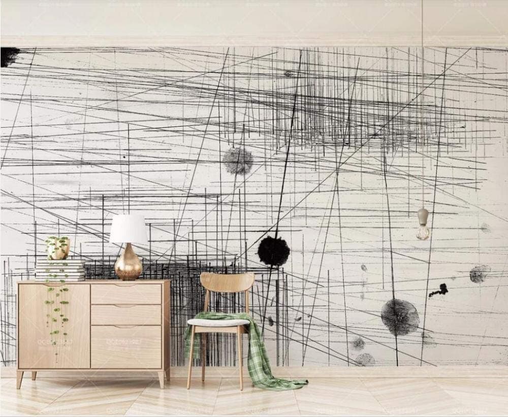 Wall Mural 3D Wallpaper Polka Dot Abstract Black and White Lines 300cm×210cm Living Room Bedroom Tv Background Wall Decoration Art