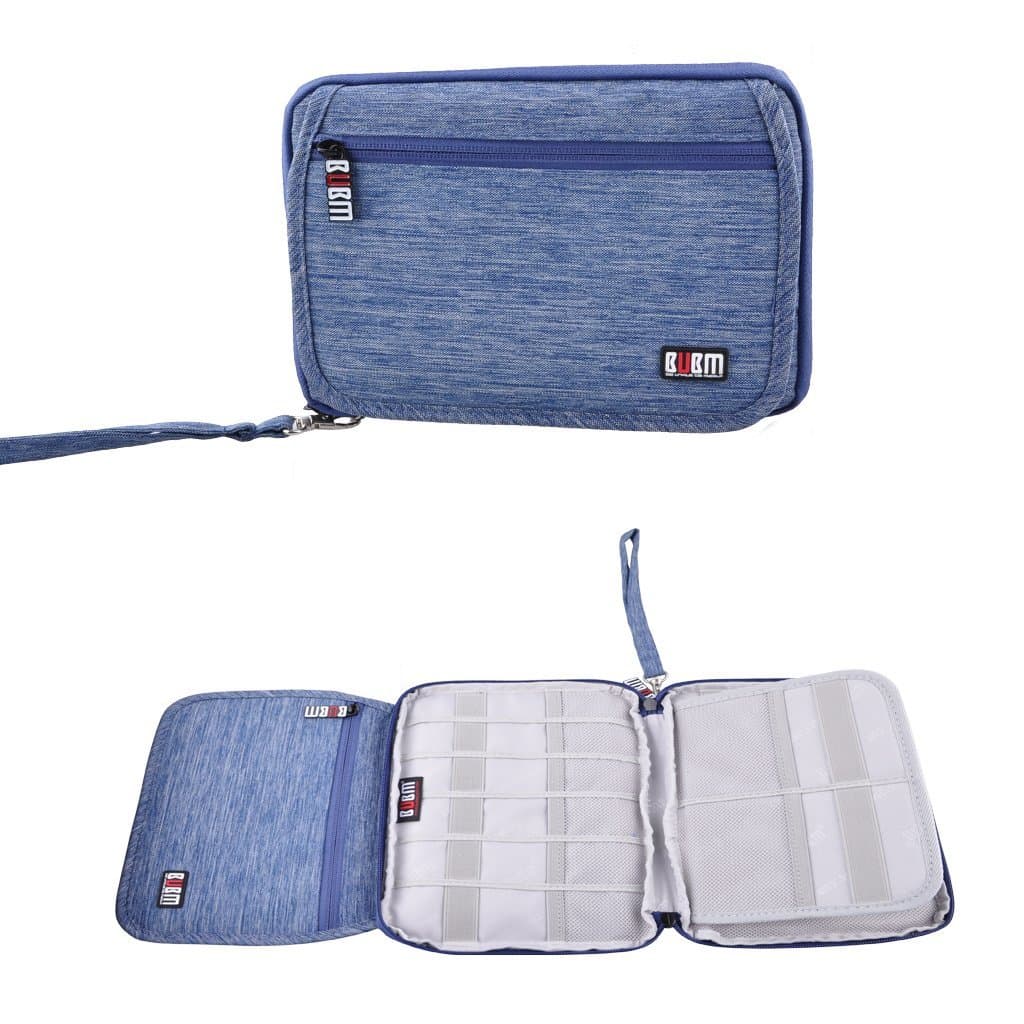 Travel Cord Organizer, BUBM Portable Nylon Waterproof Universal Wrap Electronics Accessories Travel Organizer Cable Stable Baby Healthcare Kit Passport Holder (Blue)