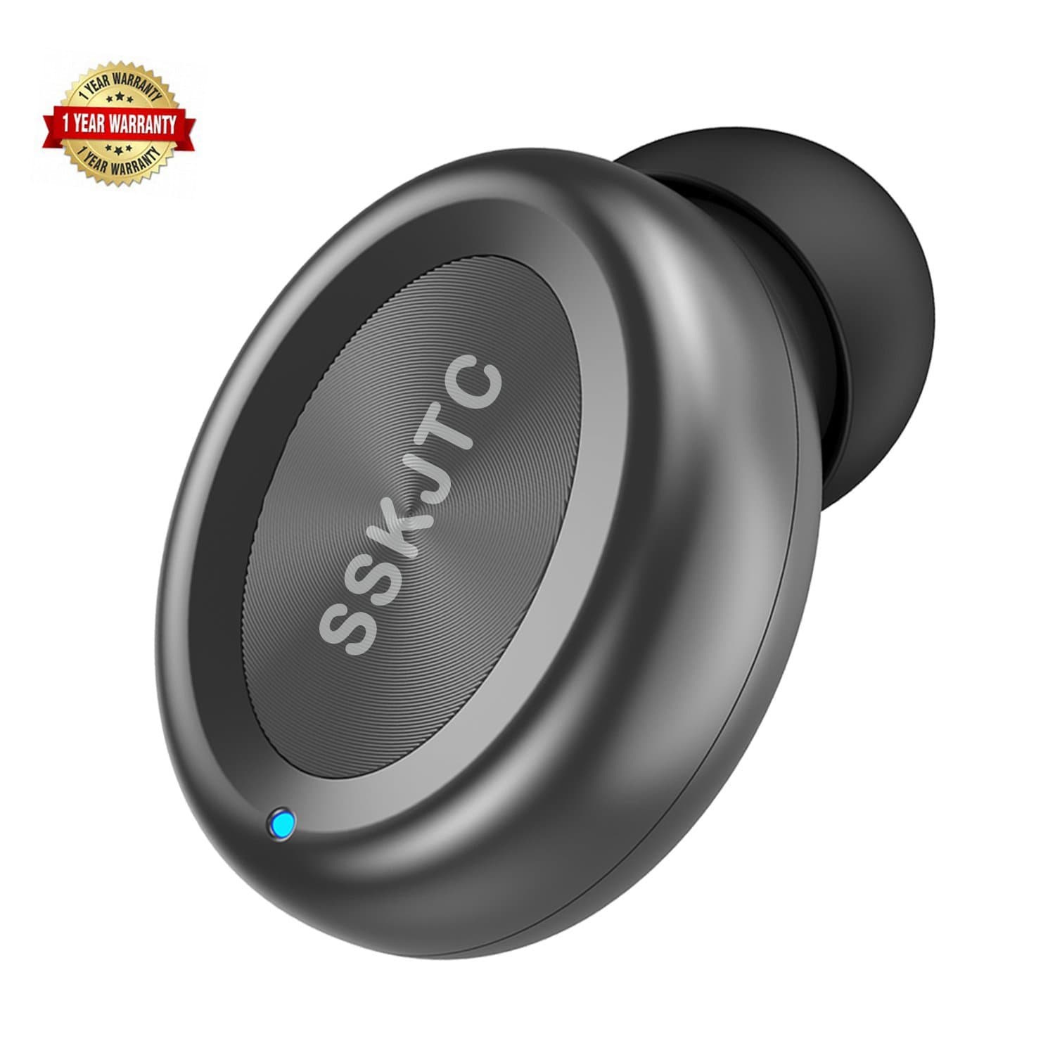 Wireless Bluetooth Earbuds, SSKJTC Headset Headphone in Ear Car Headset with Mic Sports Earphone for iPhone and Android Smart Phones (One Pcs) Black