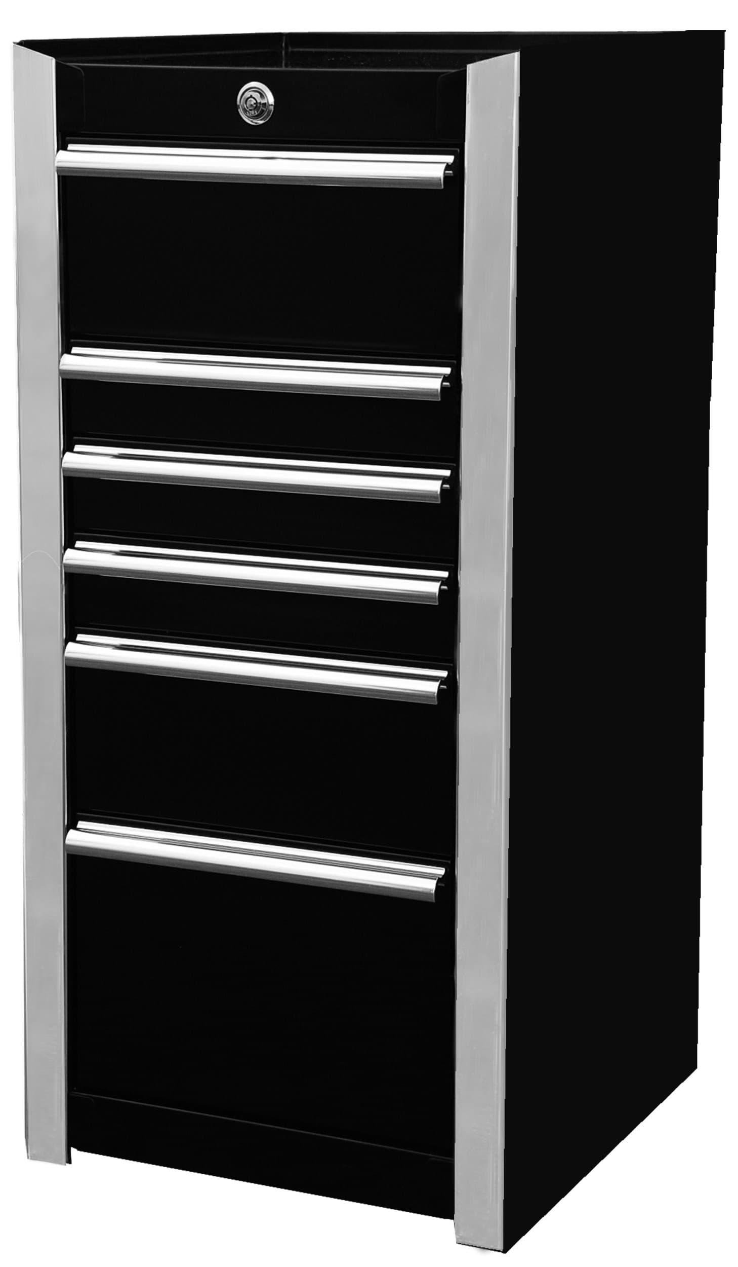Extreme Tools EX1606SBBK 6-Drawer Side Box with Ball Bearing Slides, 16-Inch, Black High Gloss Powder Coat Finish