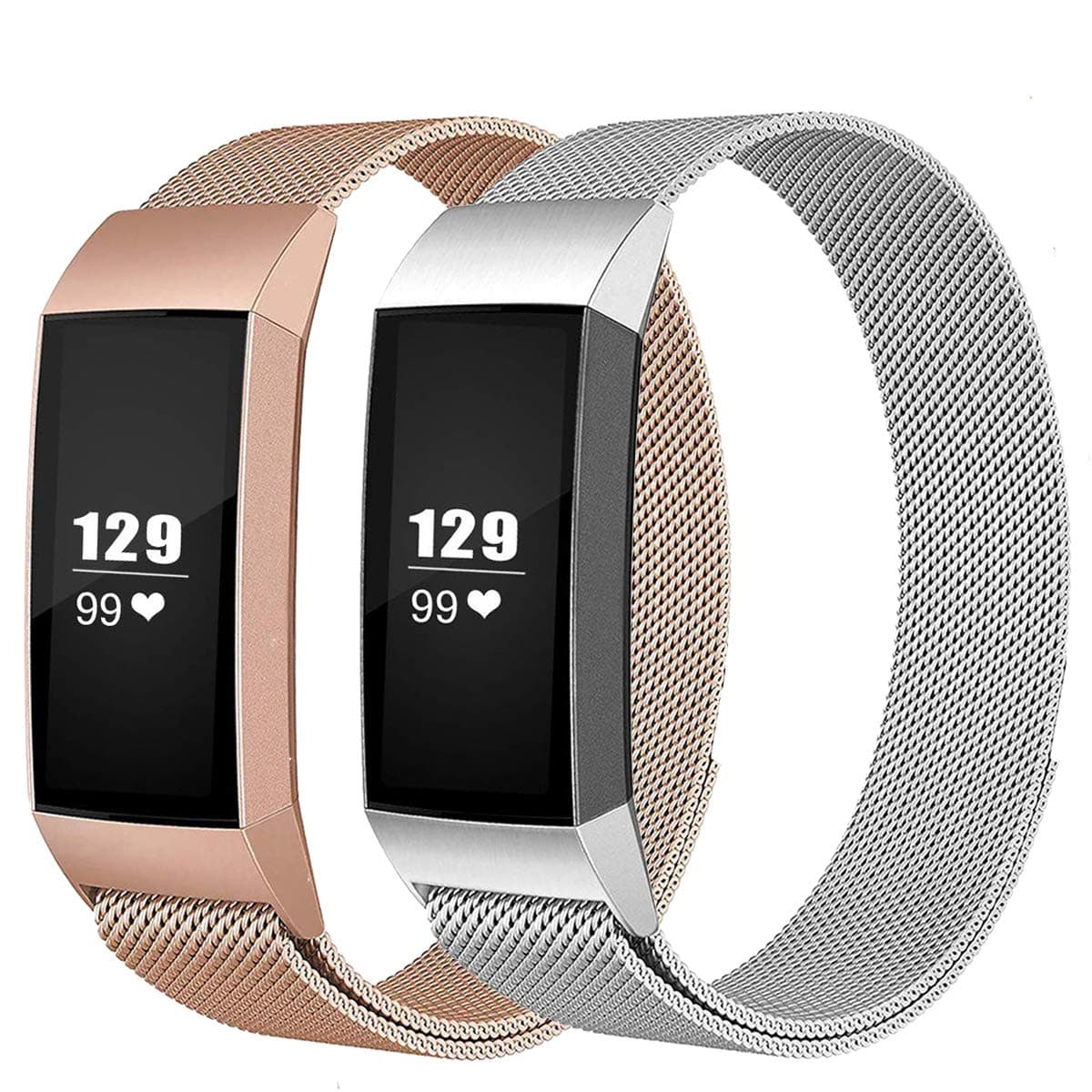 LNOOIU Replacement Bands Compatible with Fitbit Charge 3, Stainless Steel Bands Adjustable Accessory Wristband for Charge 3 Bracelet Women Men Girls Boys -2 Pack Large F