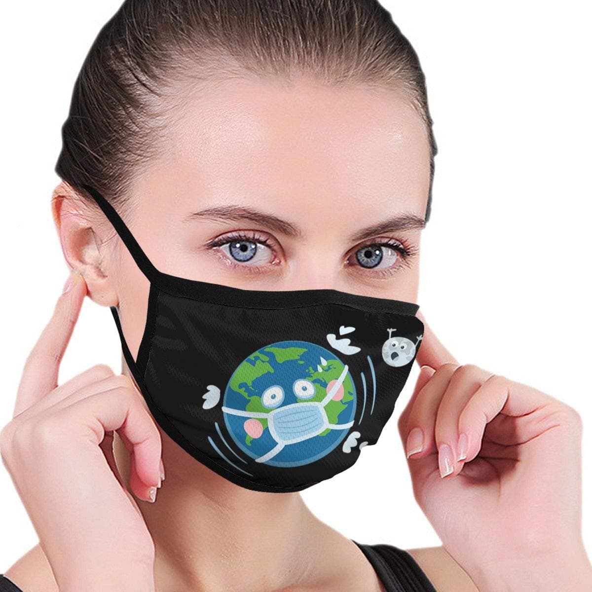 Coron-Avirus Earth Anti Dust Mask Washable Reusable Earloop Face Mouth Mask Black
