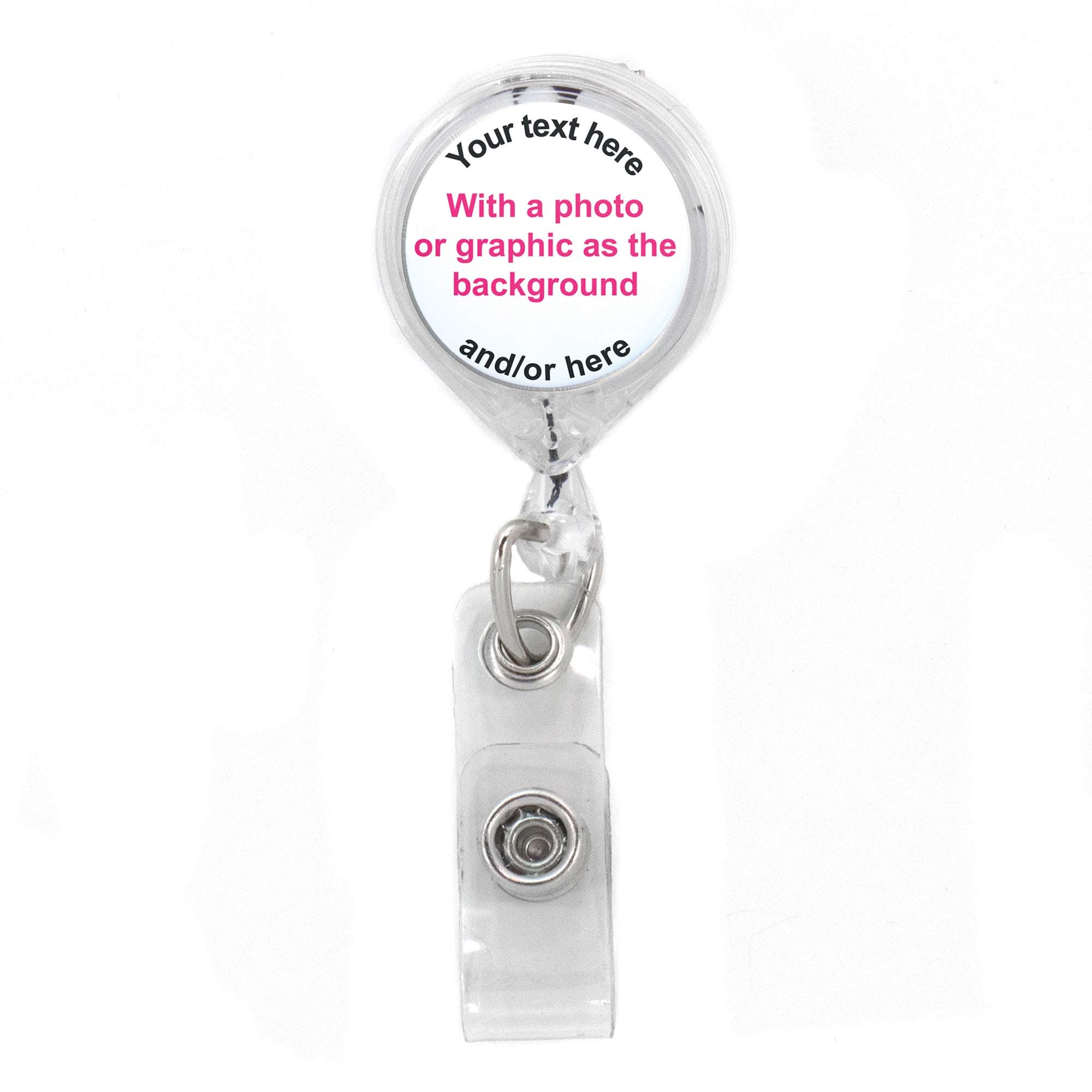 Buttonsmith Custom Retractable Badge Reel - Quantity 1 - Belt Clip and Extra-Long 36 inch Standard Duty Cord - Made in The USA