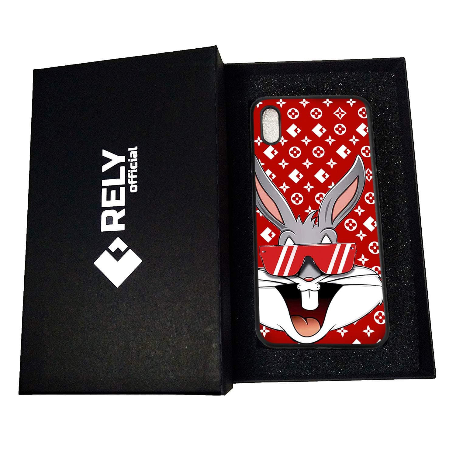 Luxury Red Bunny Hard PC Protective Cover Case with Gift Phone Holder and Screen Protective Glass Compatible with iPhone (iPhone 7 iPhone 8)