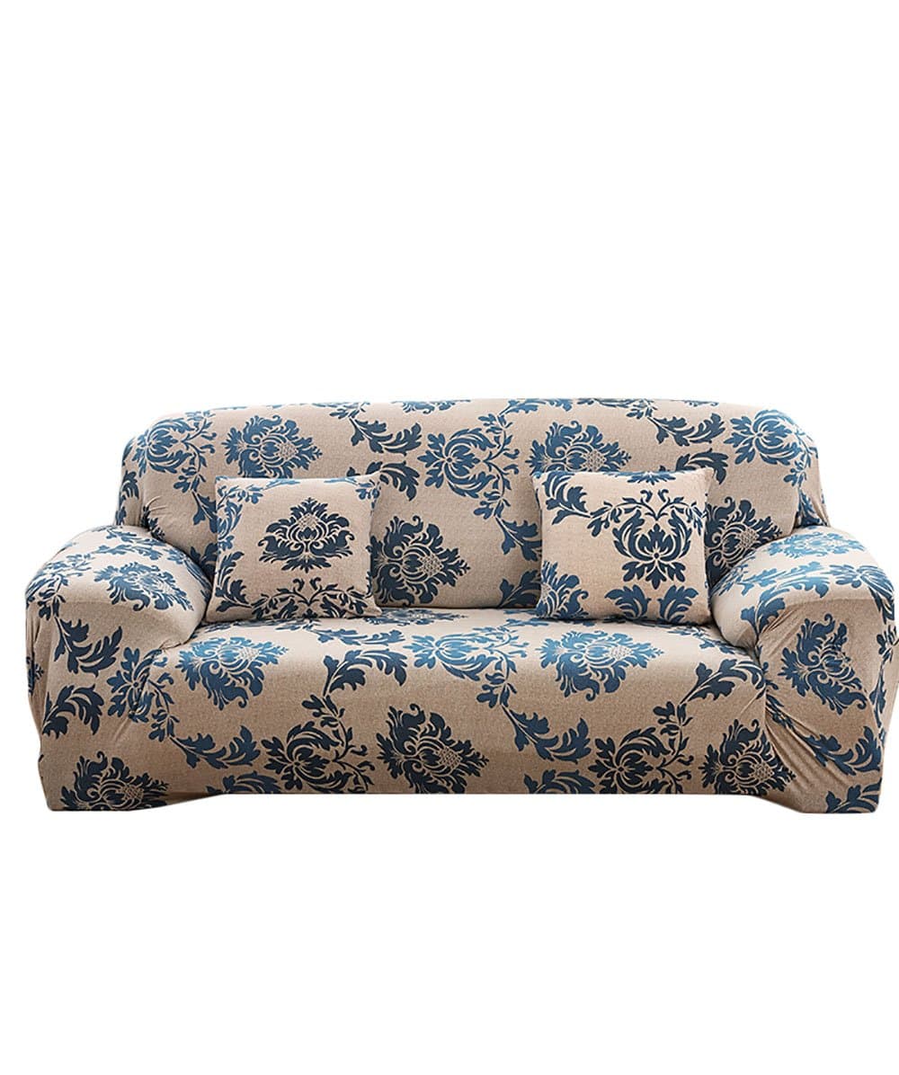 NovaDecor Sofa Cover 2 Seater Stretch Elastic Polyester Fabric Soft Couch Cover Floral Print Slipcover