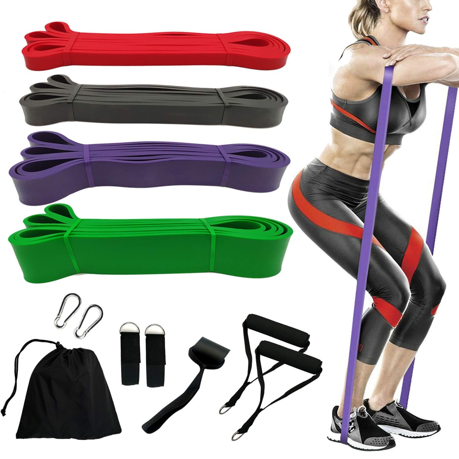 Lifesmells Pull Up Assist Bands Set, Resistance Bands Set with Handles and Door Anchor, Workout Bands, Heavy Duty Exercise Bands for Body Stretching, Powerlifting