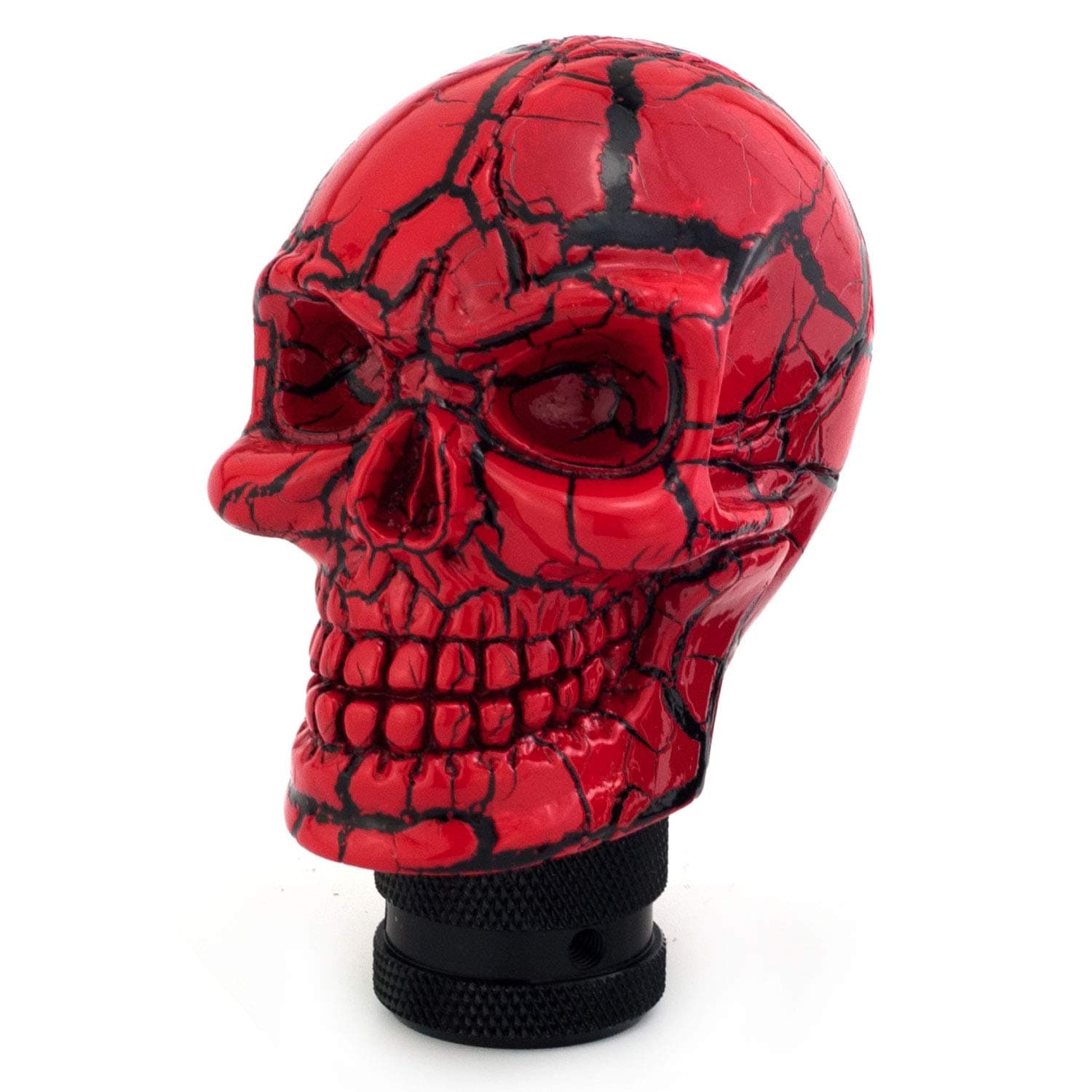 Skull MT Car Stick Shifter Handle, Gear Shift Knob Small Teeth Devil Skeleton Style Fit Most Manual Automatic Transmissions, Red Pattern