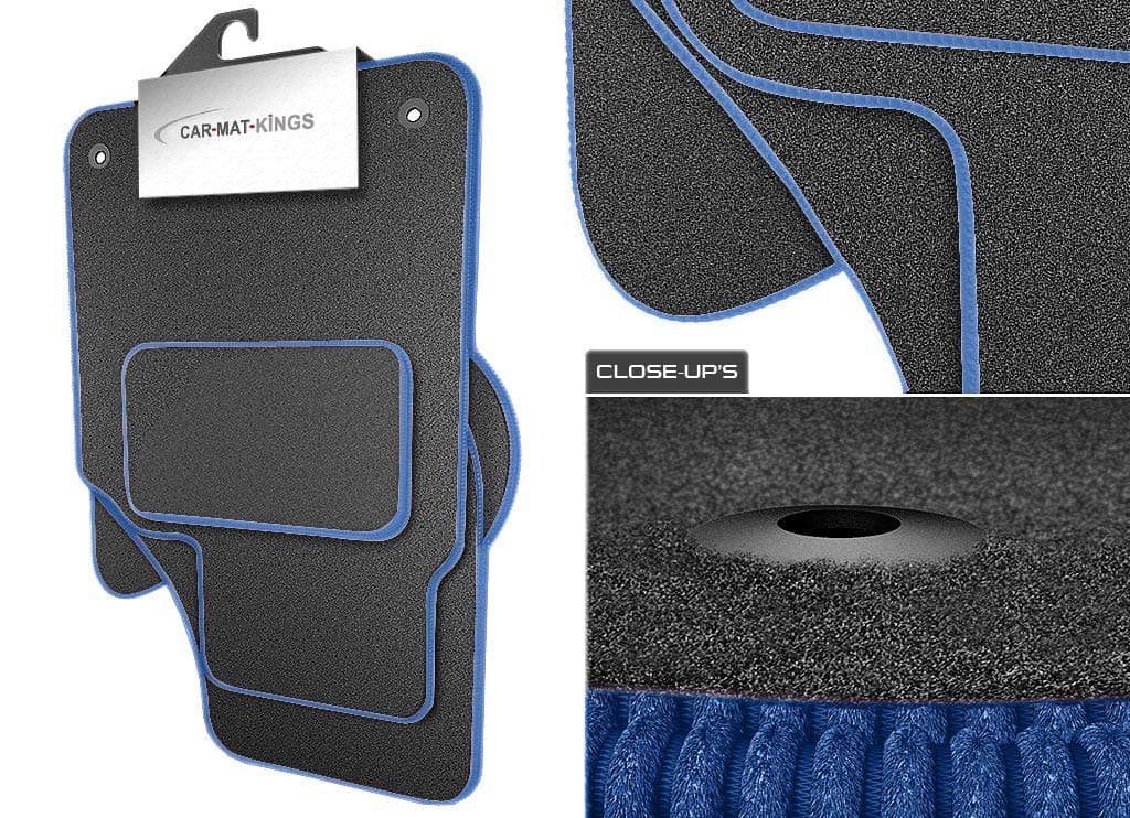 (E9:CT65) 4 Piece Honda (2008-2011) Jazz Vehicle Specific Car Mat Set Grey Carpet Blue Trim