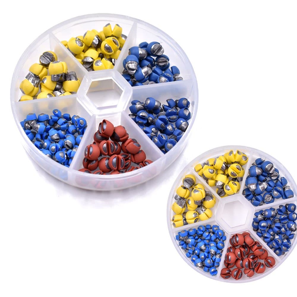 Phecda Sport 120pcs/box New 6 Sizes Rubber Coating Split Shot Sinkers Set Fishing Weights Random Colors
