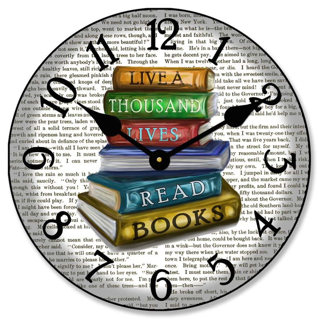 Library Wall Clock, Available in 8 Sizes, Most Sizes Ship The Next Business Day, Whisper Quiet.