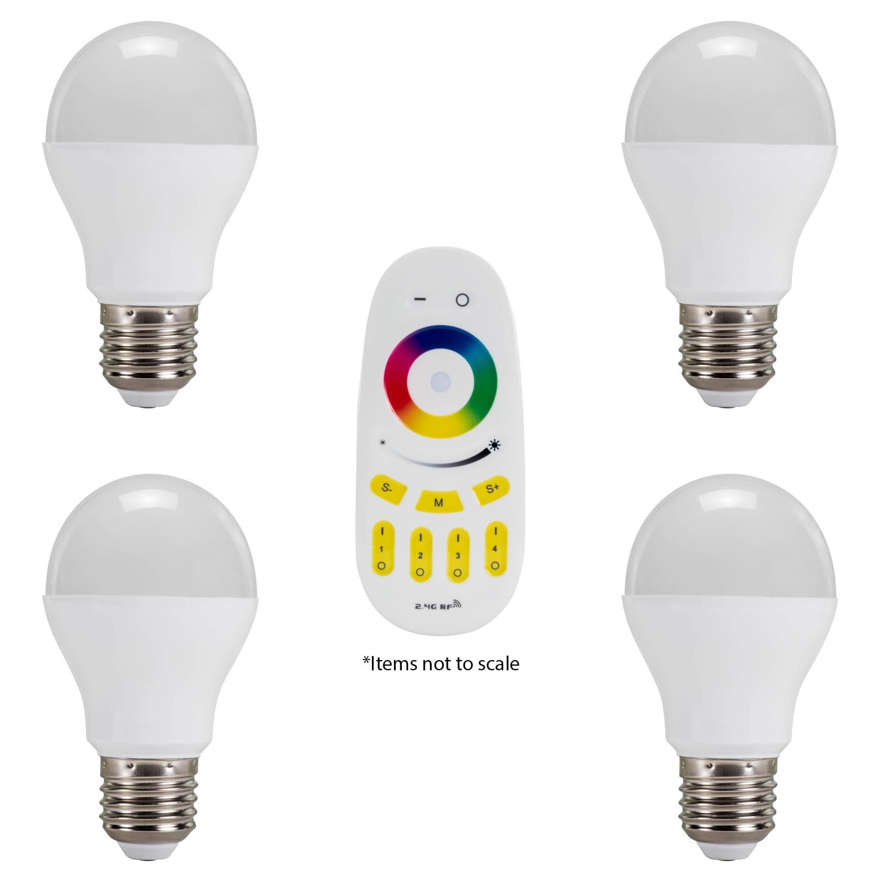 Milight Four Zone Package with Four Milight RGBW Cool White LED Bulbs and Four Zone Remote