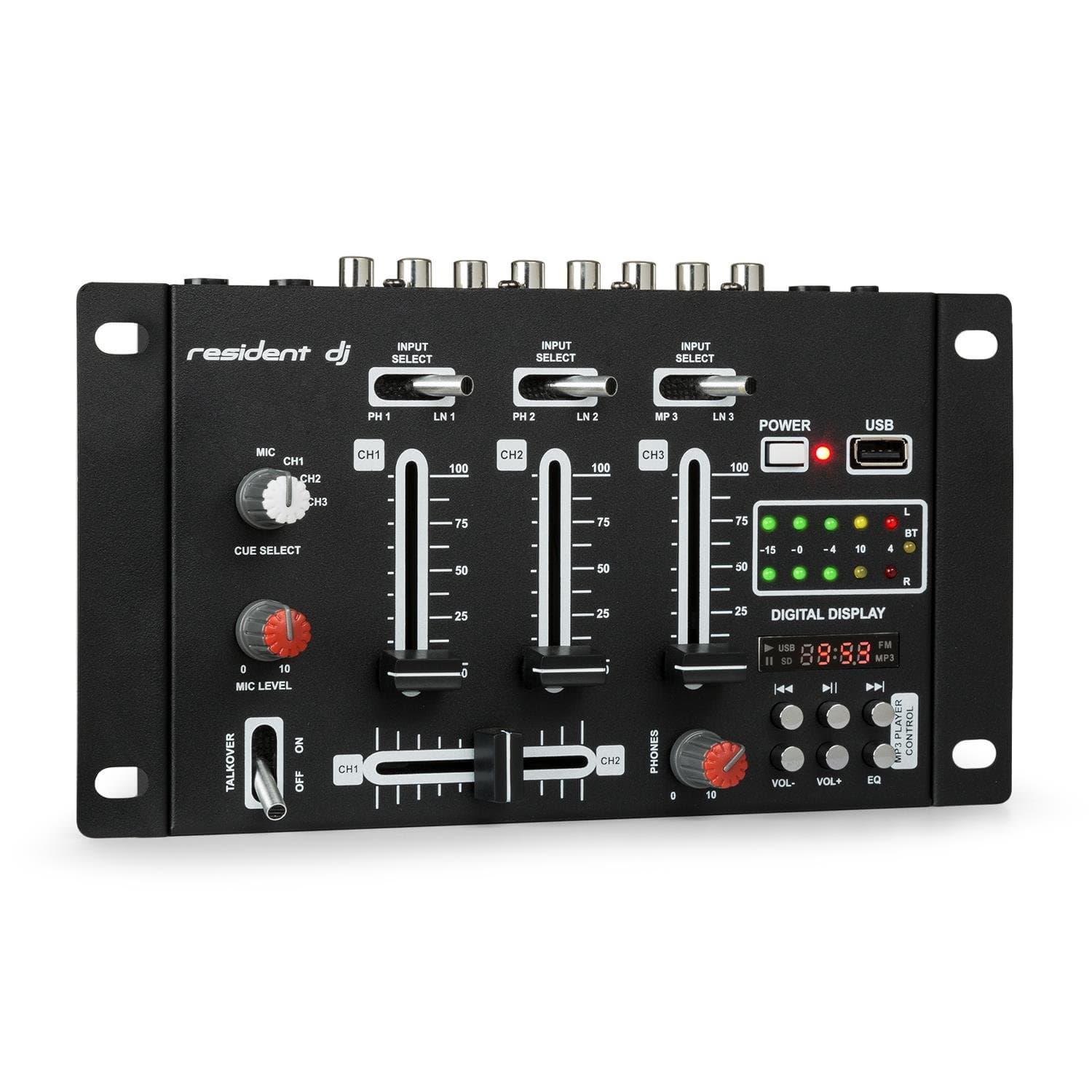 resident djDJ-21 Mixer - Bluetooth, USB, Wireless, Easy to Operate, Entry-Level Mixing Console with All Important Functions and Connection Options, User-Friendly, Solid Workmanship, Black
