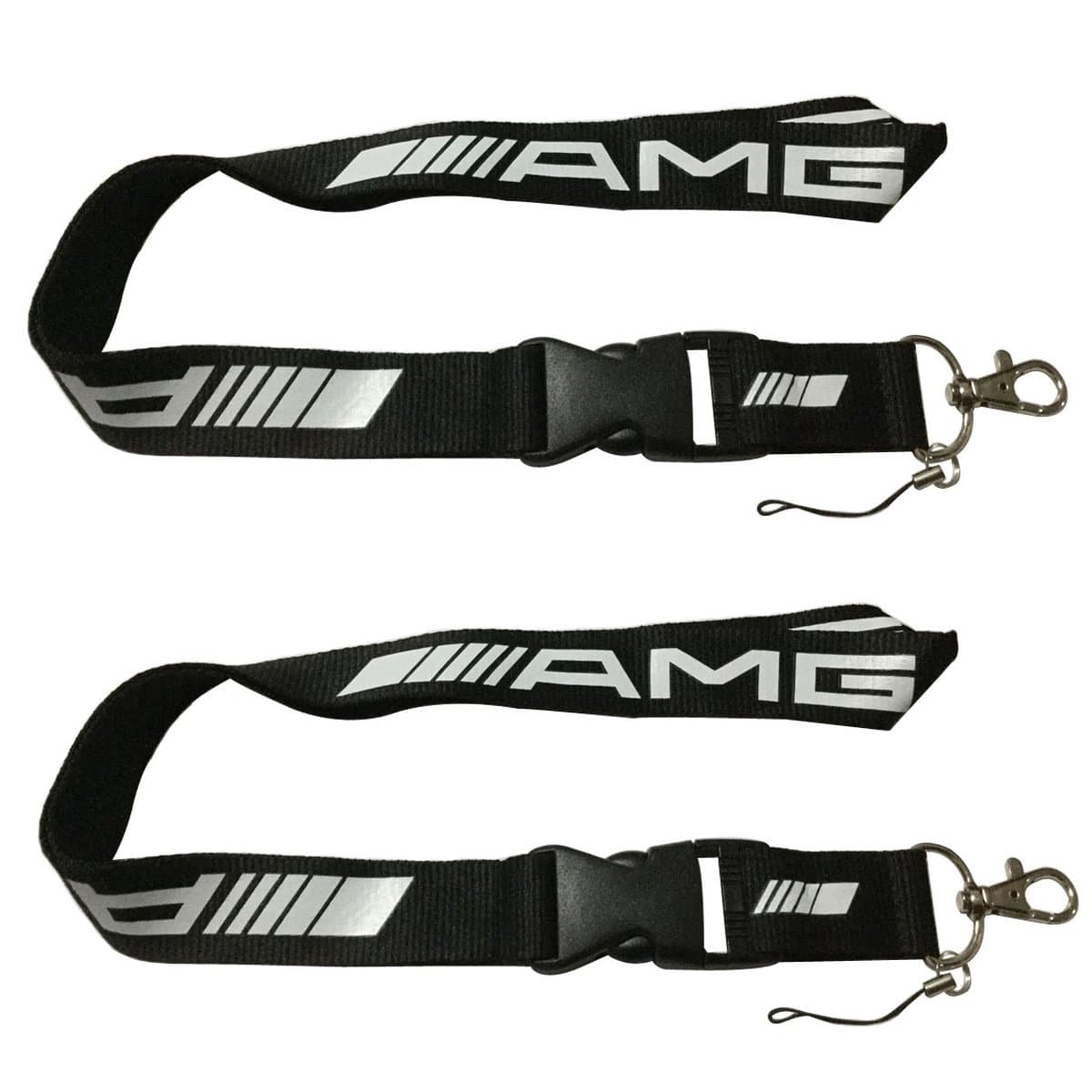 2pcs Black AMG Auto Lanyard Car Keychain Accessories Webbing Strap Quick Release Buckle