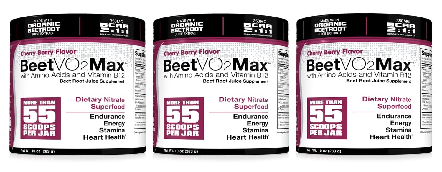 BeetVO2Max 3 Pack - Organic Beet Root Juice Powder + BCAA Amino Acids, Vitamin B12 & L-Arginine | Nitric Oxide Booster Supplement | Non-GMO Hyper Endurance Formula