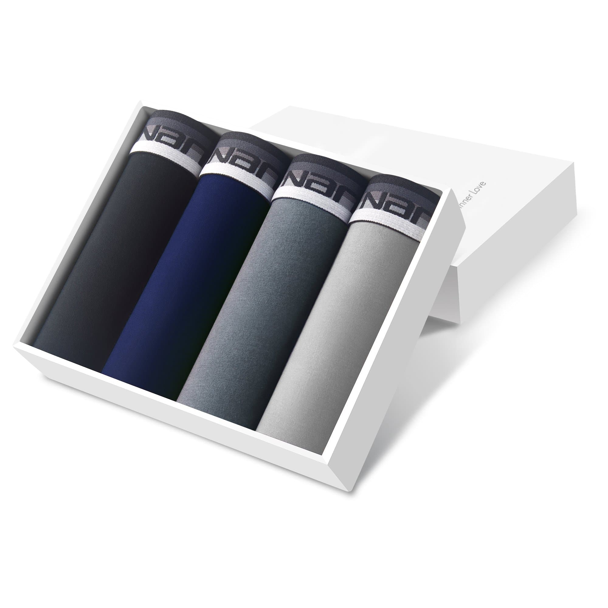 THSISSUE Men's Underwear 4-Pack Breathable Extra Soft Cotton Boxer Briefs (M, Model1)