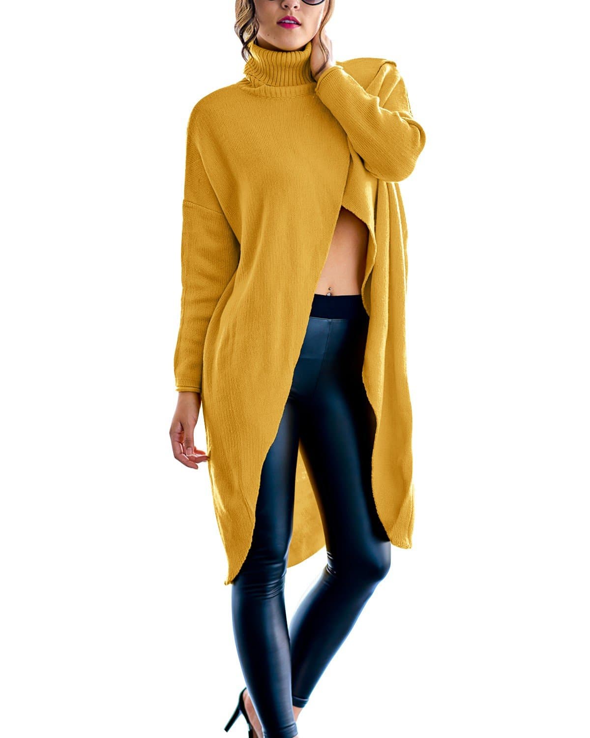 Women's Loose Sweater Turtleneck Knit Long Sleeve Plus Size Pullover Chic Coat UK 6-20