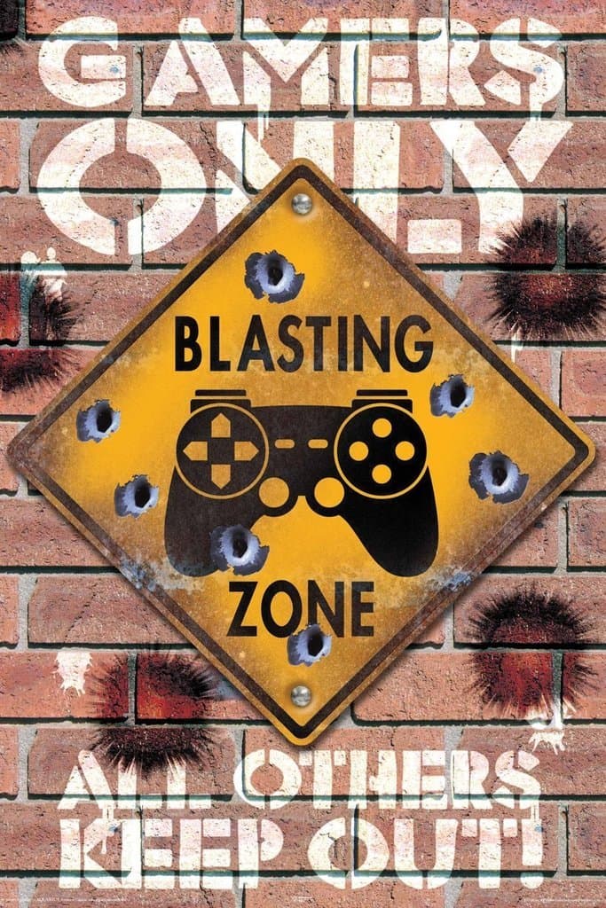 Blasting Zone Gamers Only Video Gaming Cool Wall Decor Art Print Poster 24x36