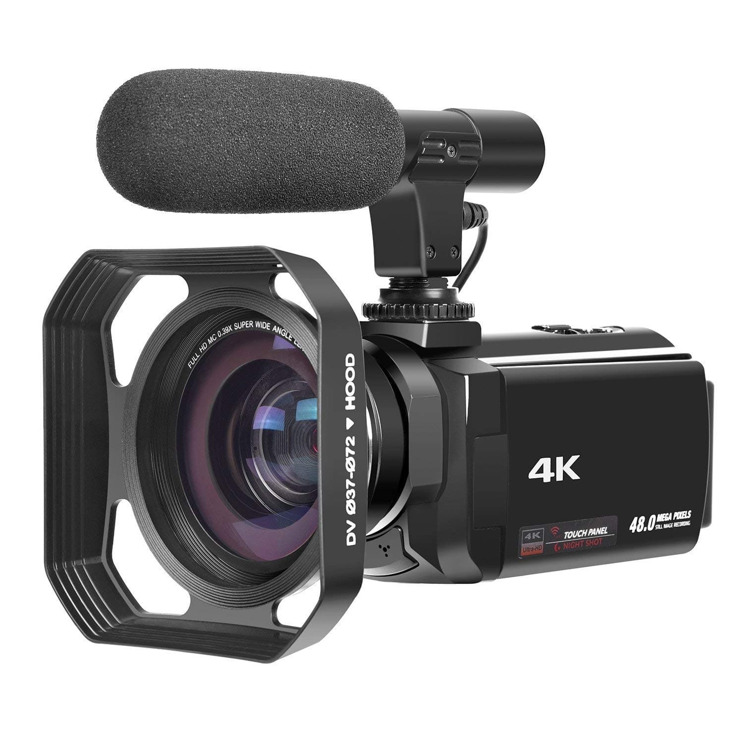4K Camcorder with Microphone Ultra-HD 48MP Digital Camera 3.0 Touch Screen Vlogging Camera WiFi Digital Video Camera IR Night Vision Camcorder with Lens