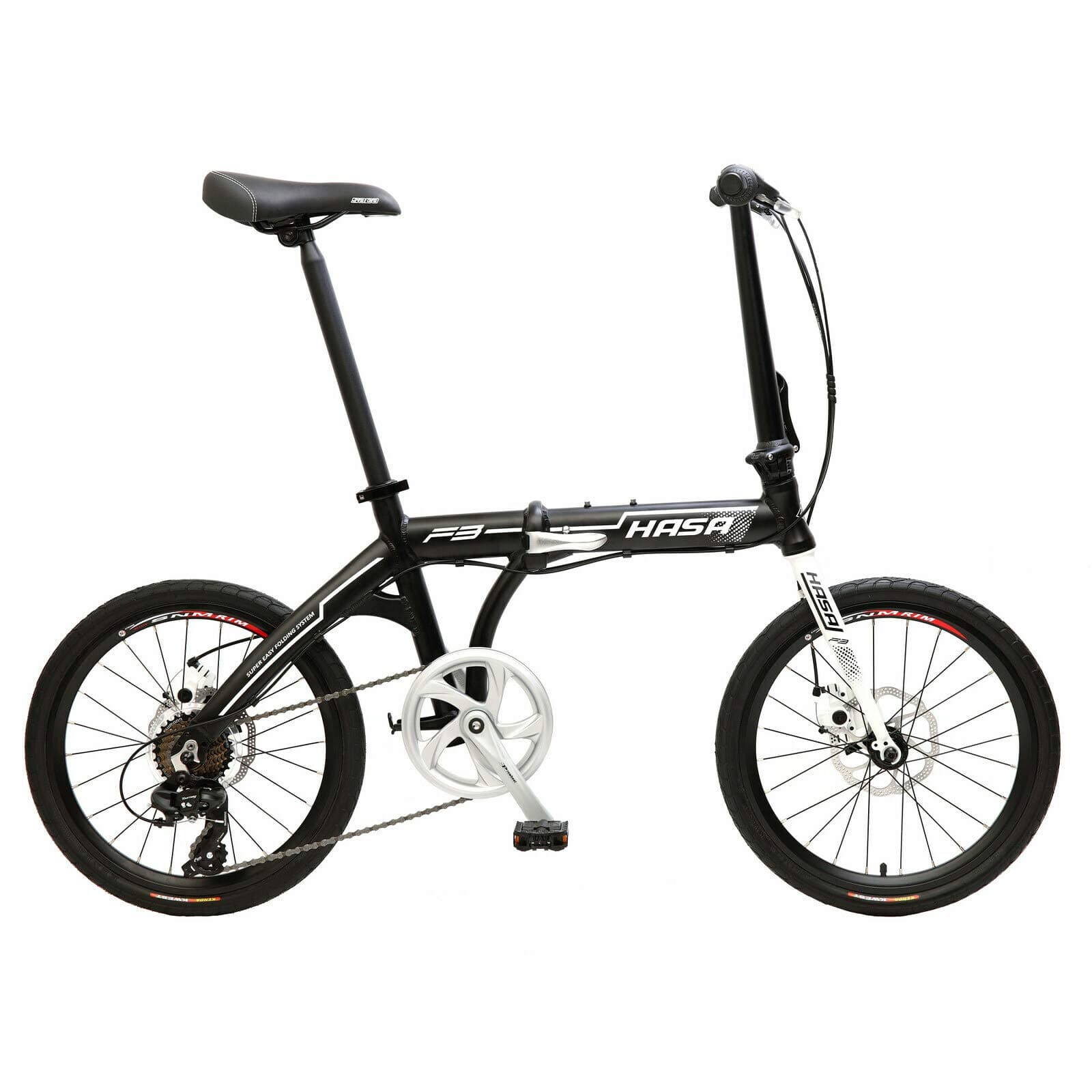 HASA Folding Foldable Bike Compatible with Shimano 7 Speed Black
