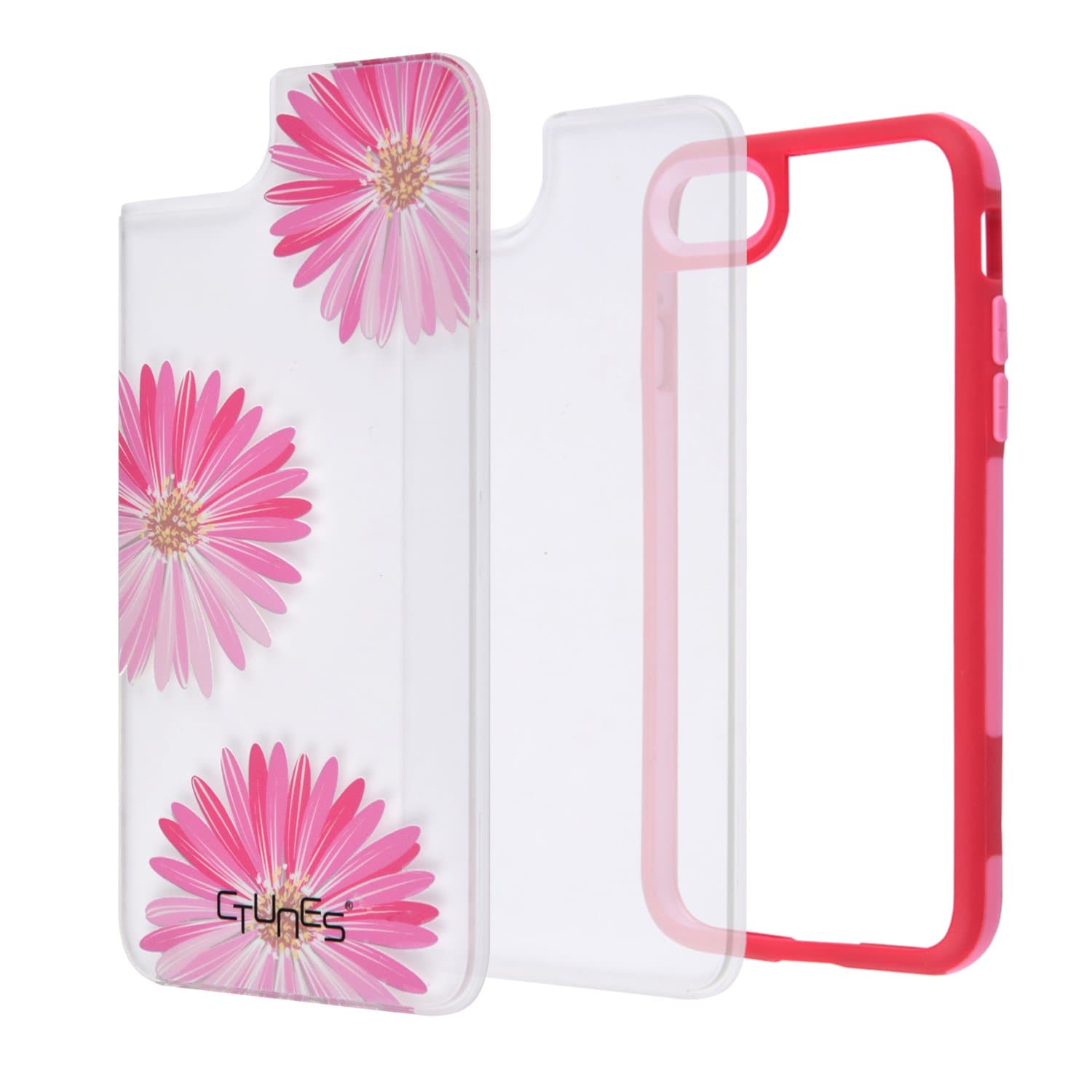 CTUNES iPhone 8 Case,iPhone 7 Cases,Hard Back Plate TPU Bumper Case,Shock Absorbing Slim Non-Slip Protective Cell Phone Cases for Apple iPhone 7/8-Rose Red Frame Flower