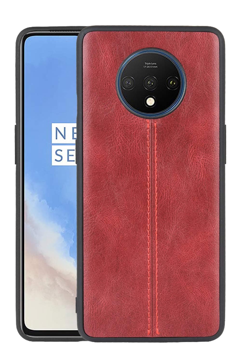 Westillux 0neplus 7t Case Leather Compatible with Oneplus 7 t Case Cover Oneplus7t t7 1plus One Plus Luxury Bumper 2019 Phone New Cell Protective Cases 6.55 inch (Red)