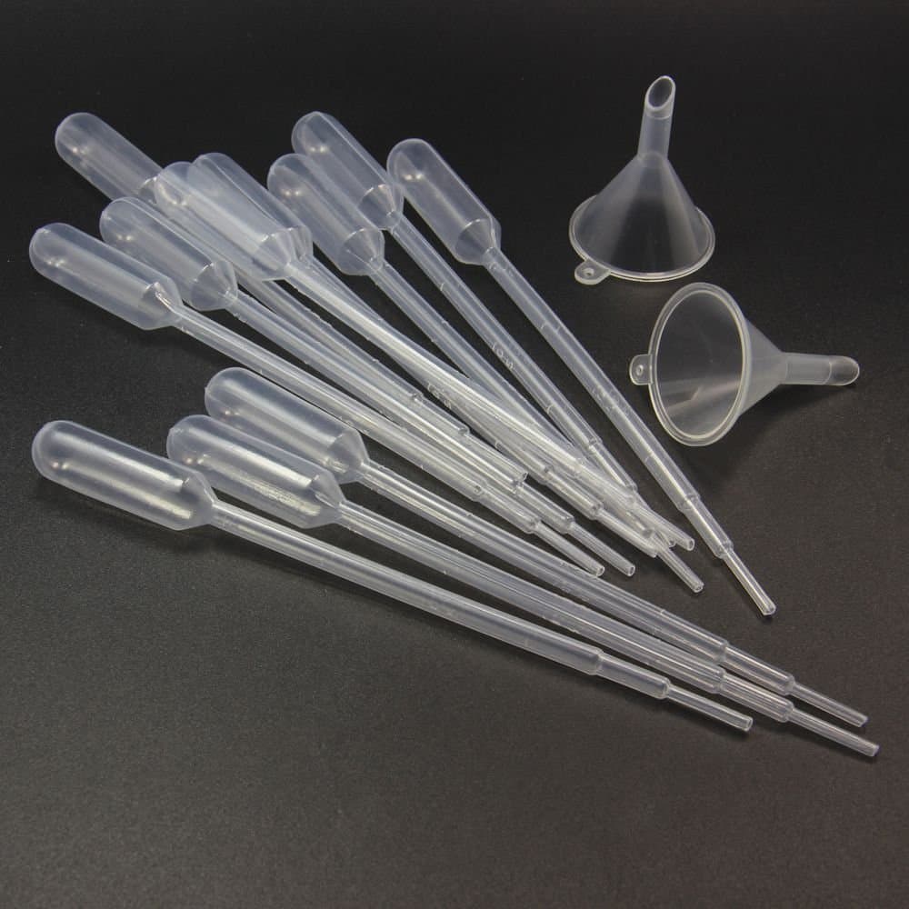Twinklefilter 5 Small Perfume Funnels+100 Graduated Transfer Pipettes / Droppers for Decant Fragrance 0.2ml/0.5ml/1ml/2ml/3ml (1ml)