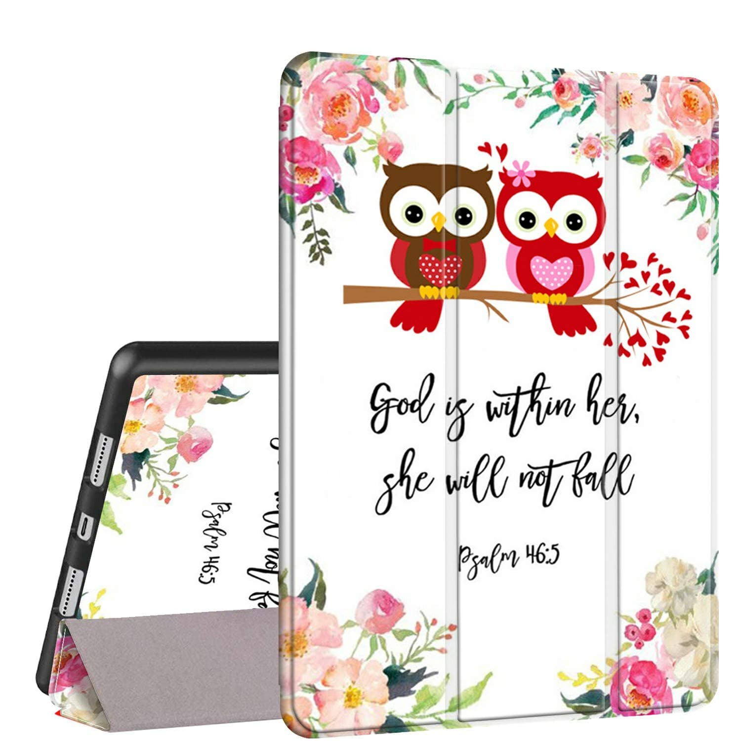 iPad Pro 11 Case 2020, Rossy PU Leather Shock Trifold Stand Folio Smart Cover with Auto Wake/Sleep & Pencil Holder for Apple iPad Pro 11 inch 2nd Generation 2020-Cute Flowers Psalm 46:5