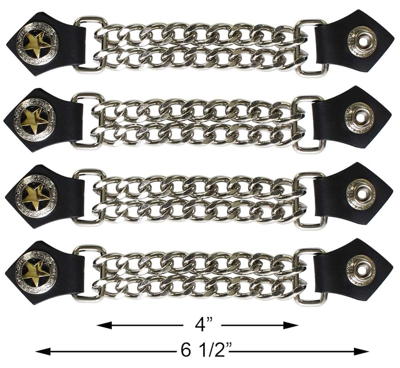 Motorcycle Gold Texas Star Double Button Chain Vest Extender （4 pcs per set）