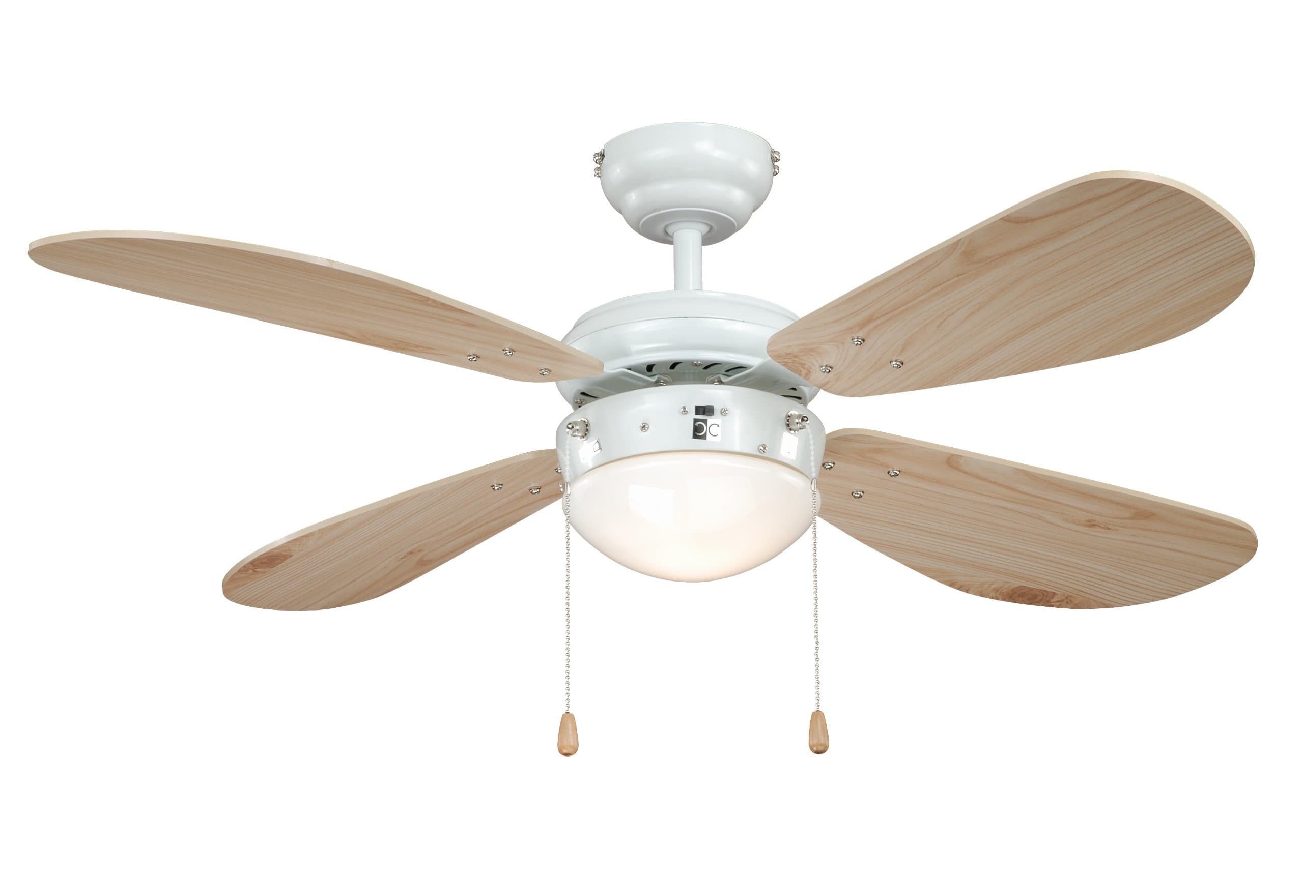 AireRyder Ceiling Fan Classic White and Pine with Light Fitting 42” 105cm with Pull Cords
